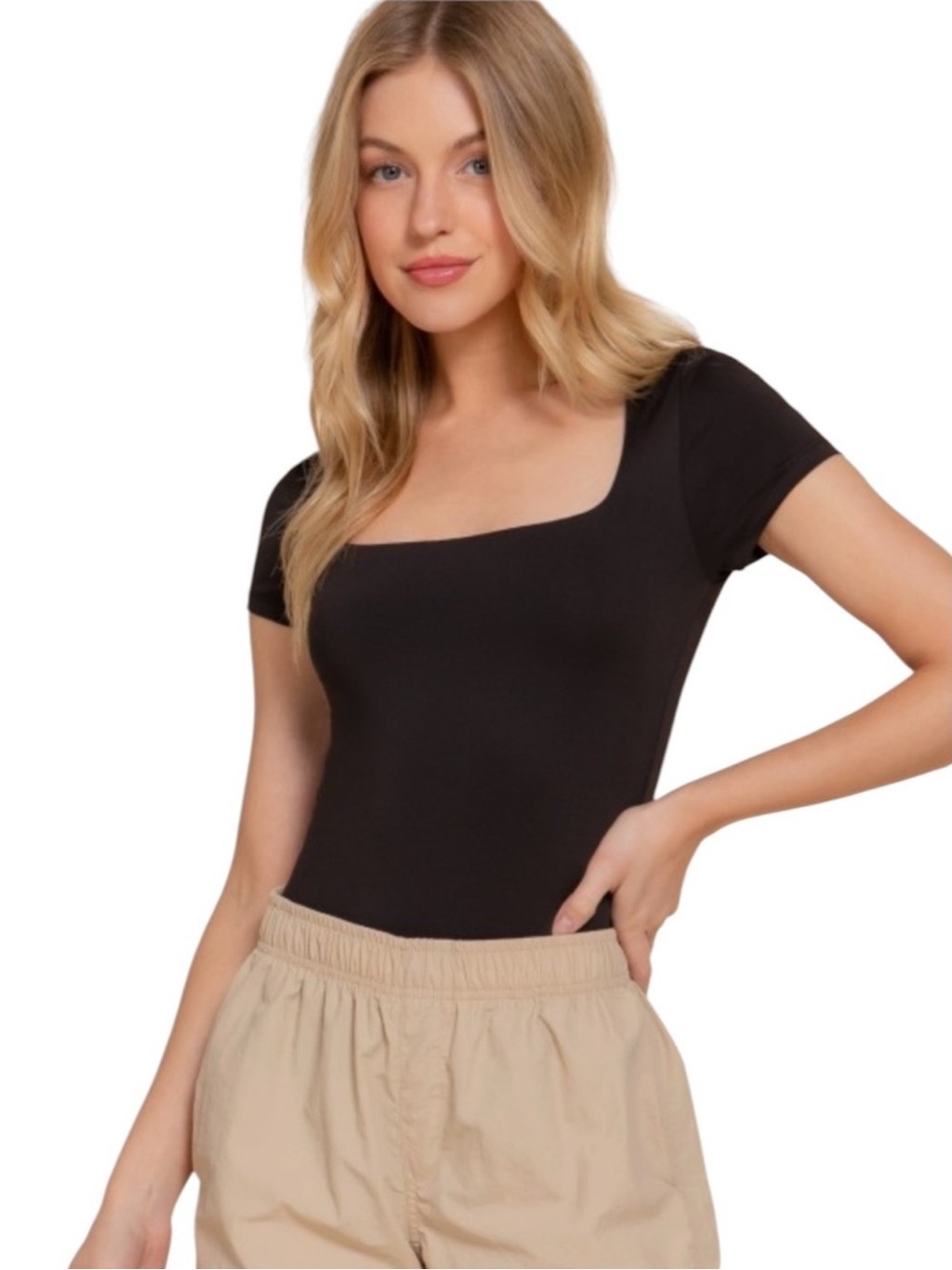 Women’s Square Neck Short Sleeve Bodysuit NWT